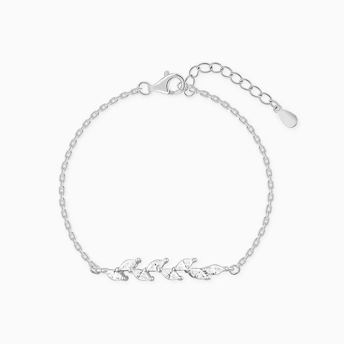 Silver Zircon Ferns Bracelet - Image 2
