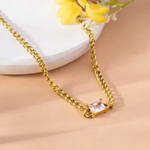 Bold Crystal Accent Chain Necklace